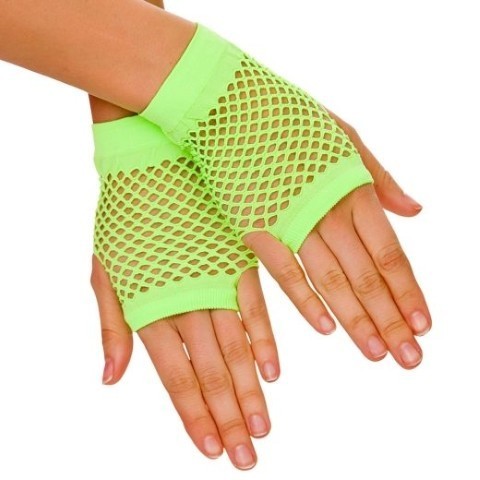 80s Short Fishnet Gloves - Neon Green