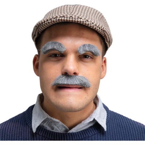 Old Man Grey Moustache & Eyebrow Set