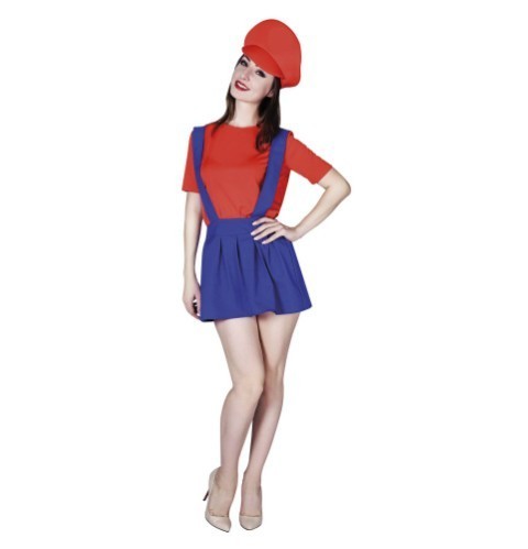 Plumber Woman Adult Costume Red and Blue-S-M