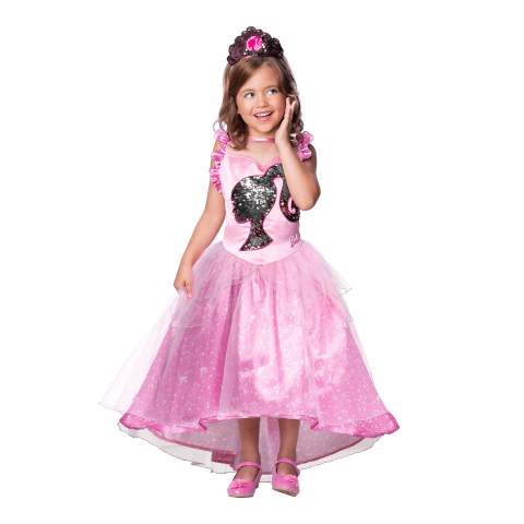 Barbie Princess Girls Pink Ballerina Sequin Costume-8-10Y