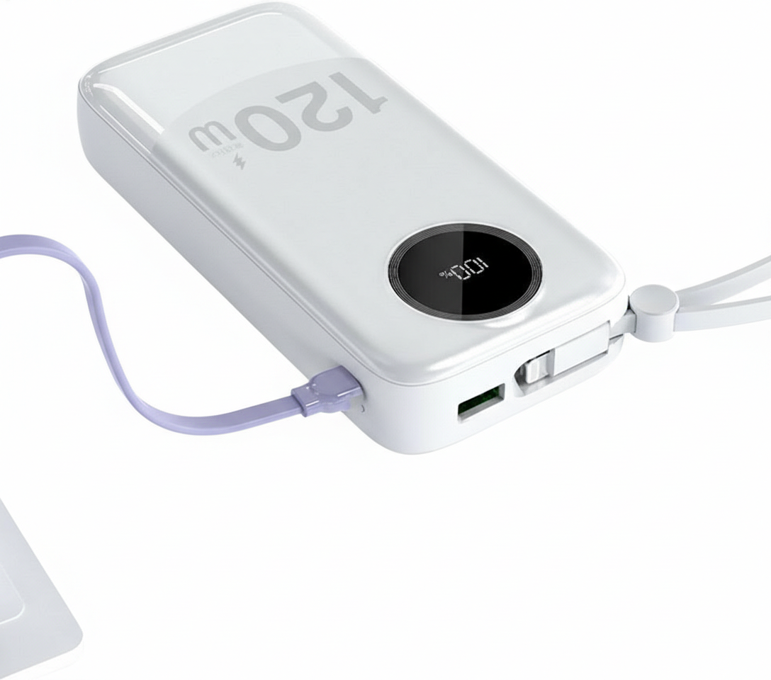 Dudao K13Pro 20000mAh Power Bank, 22.5W, USB-C/Lightning, LED Display, White