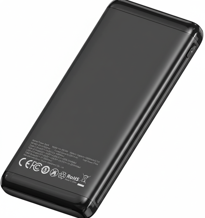 XO PB308 10000mAh 22.5W Power Bank, Black – Fast Dual Output & Display