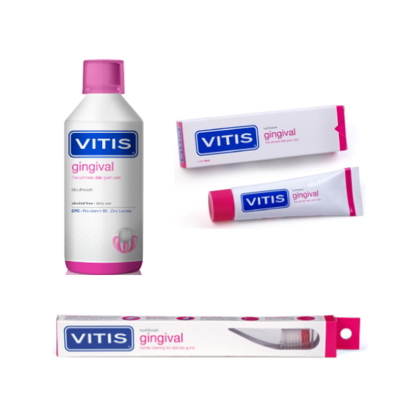 Vittis Gingival Set: Mouthwash 500Ml + Toothpaste 100Ml + Gingival Toothbrush