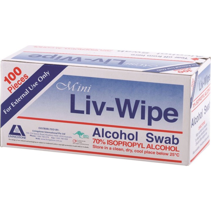 Livwipe Mini Alcohol, Swabs, 100