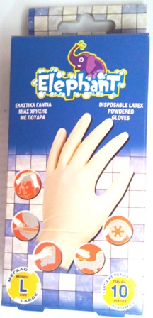 Elephant Powdered Latex, Gloves, 10 X M/S
