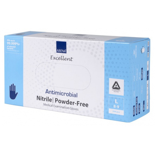 Abena Excellent Antimicrobial Nitrile Gloves Size Large 100Pcs