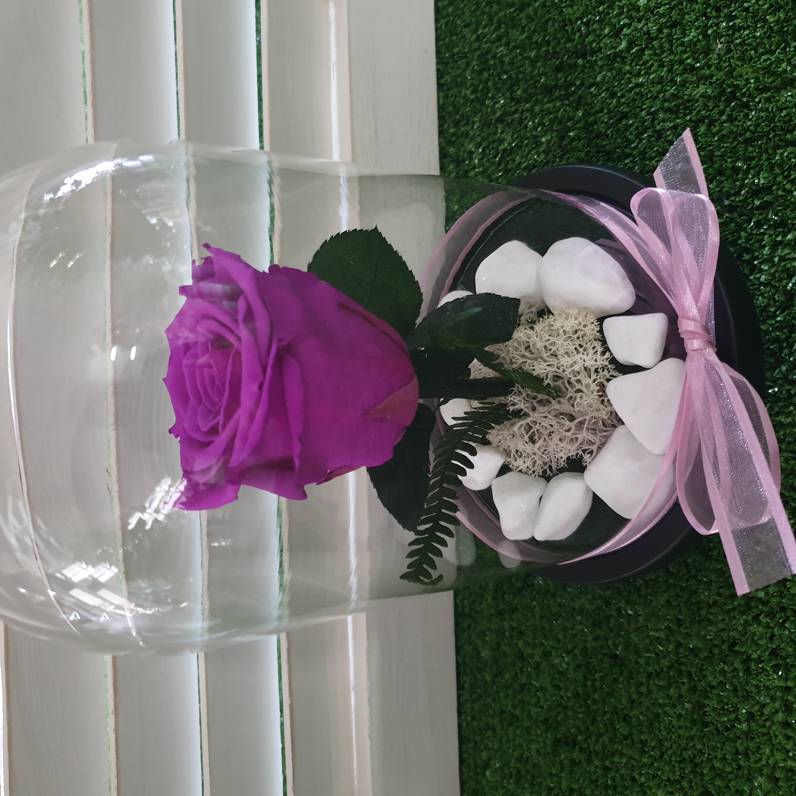 Forever Rose 1 Wooden Based Dome Purple