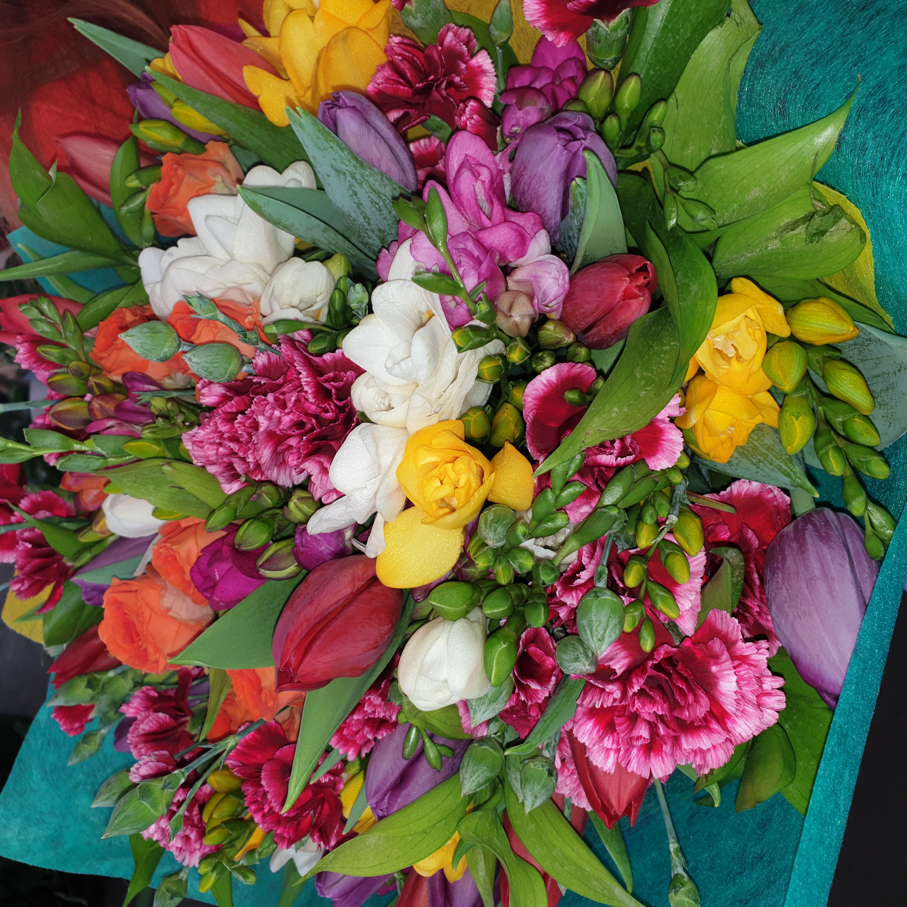 Flower Box Mixed Flowers Seasonal  With Splash Of Color Arrangement