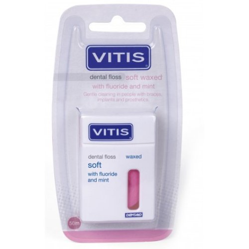 Vitis Waxed Soft Dental Floss Pink 50M