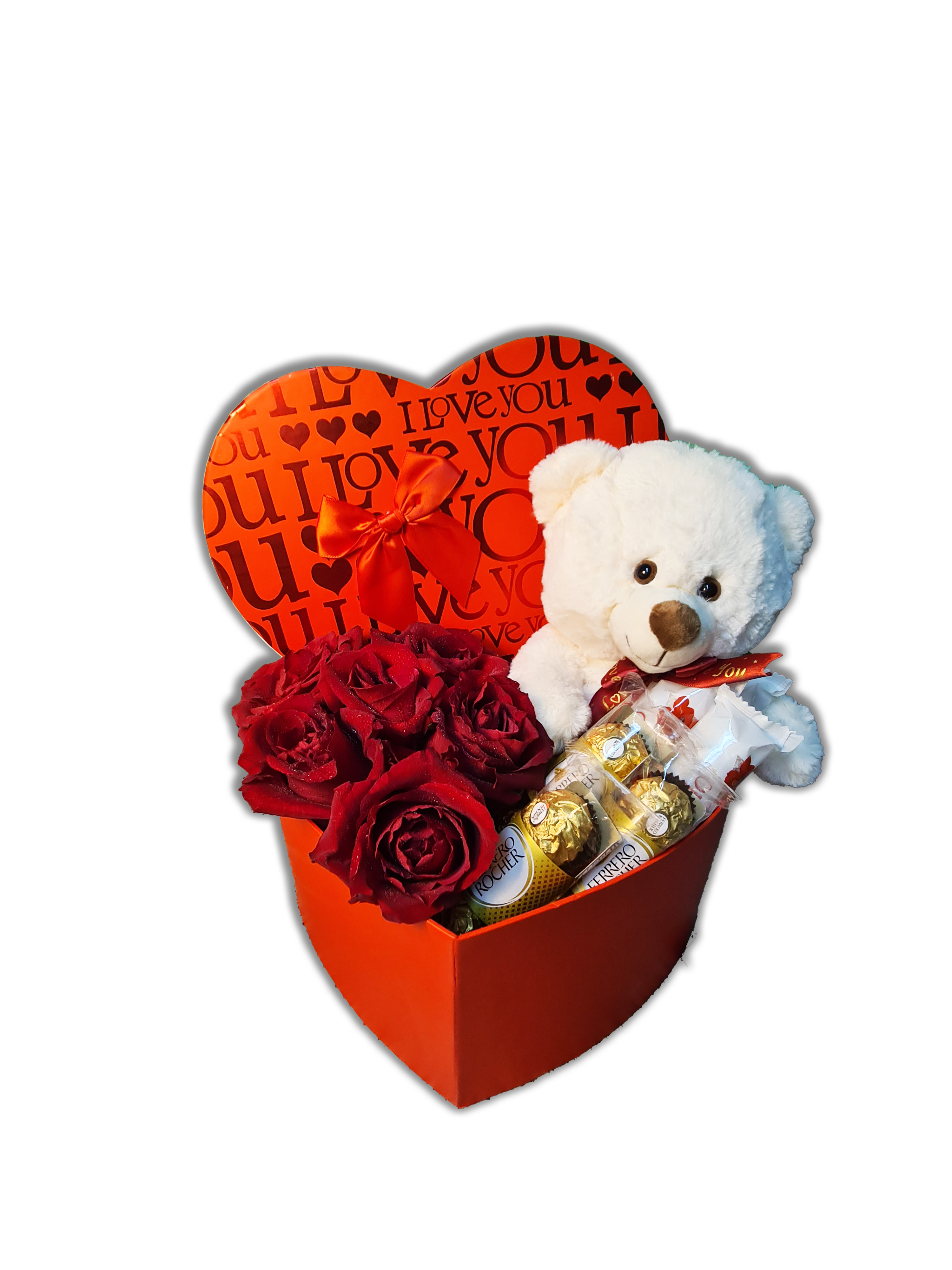 Red Heart Gift Box with Teddy Medium