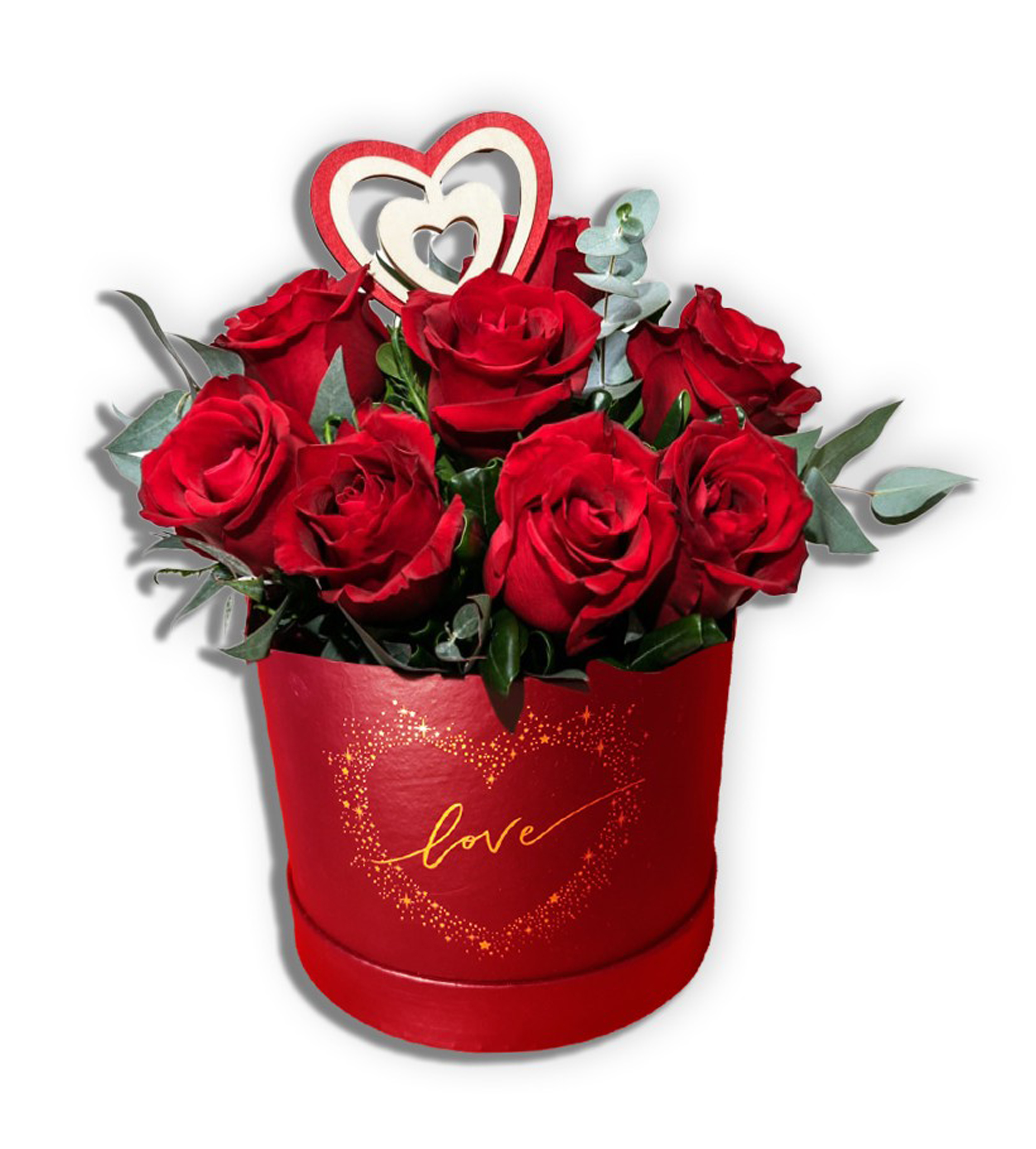 Red Box with Roses Medium