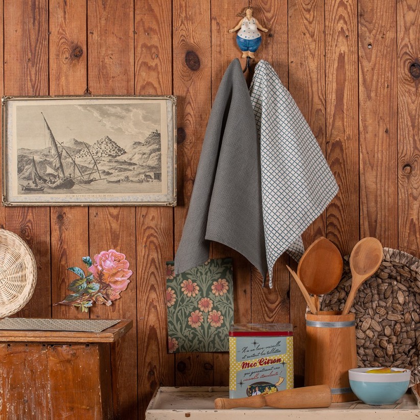 KITCHEN TOWEL (SET OF 2) CHECKED OLIVE