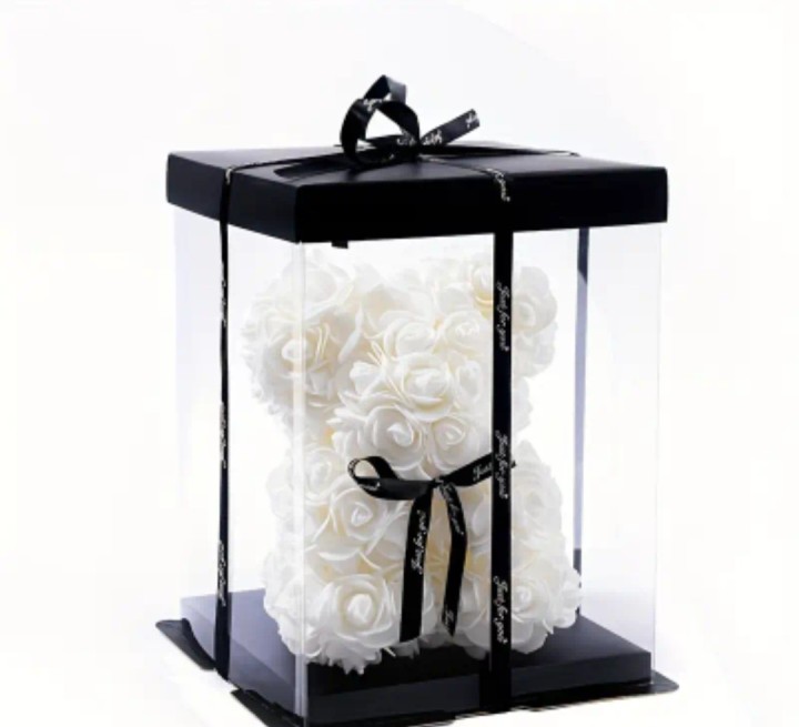 Rose Love Bear Small White 25Cm