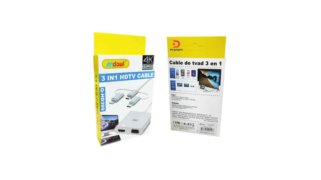 565E#Andowl®Q-HD399 4K HDTV Cable 3 in 1 – HDTV Cable