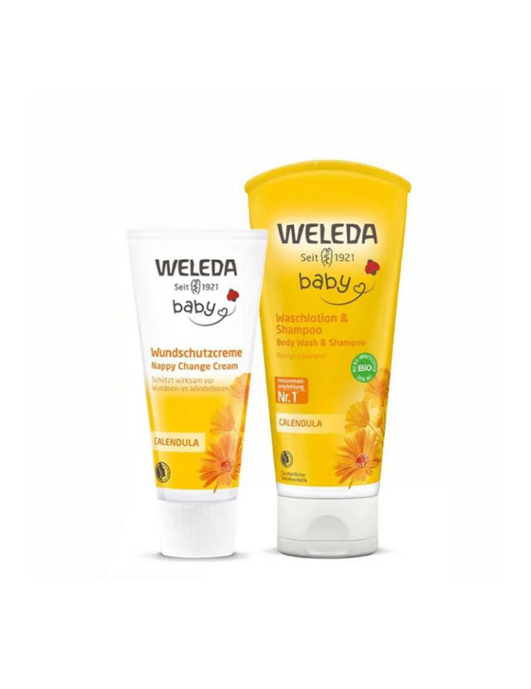 Weleda Baby Calendula Body Wash Shampoo 200Ml + Nappy Change Cream 75Ml
