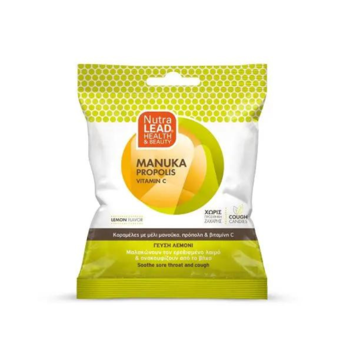 Nutralead Manuka Propolis Vitamin C - Lemon Flavor Sugart Free Cough Candies 40Gr