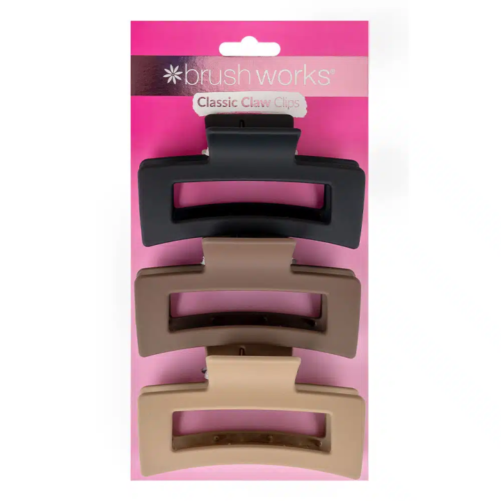 Brushworks Classic 3 Hair Claw Clips