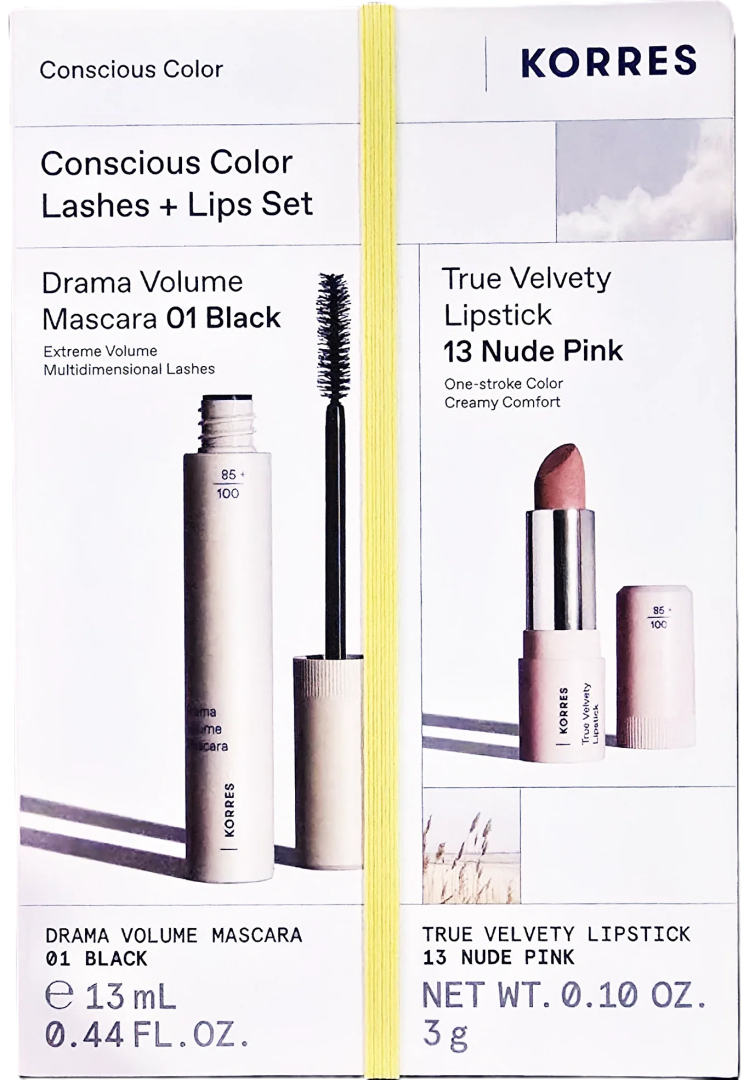 Korres Conscious Color Lashes & Lips - (Mascara + Lipstick) - Gift Set