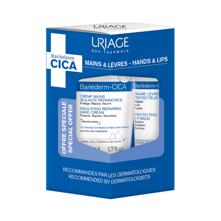 Uriage Bariederm Cica Hand Cream 50Ml & Lip Balm 15Ml - Promo Set