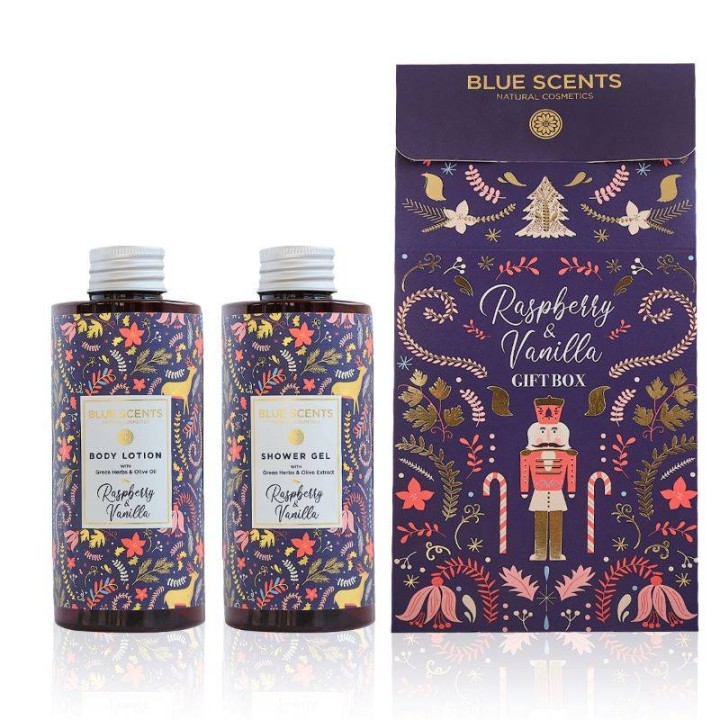 Blue Scents Raspberry & Vanilla Shower Gel 300Ml + Body Lotion 300Ml Gift Set