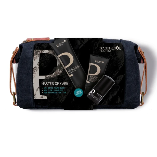 Panthenol Extra Men Master Of Care After Shave + Face Cleanser + Deodorant Roll-On + Pouch Gift Set