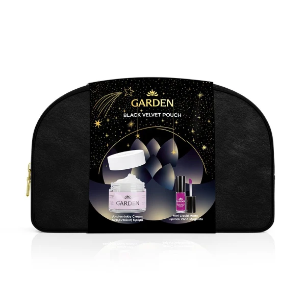Garden Black Velvet Pouch + Anti-Wrinkle Cream 50Ml + Mini Long Lasting Magenta Liquid Matte Lipstick 2Ml Gift Set