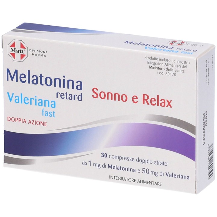 Matt Divisione Pharma Melatonina Retard+Valeriana Fast 30 Tablets