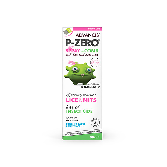 Advancis P-Zero Spray + Comb 100Ml - Effectively Removes Lice & Nits