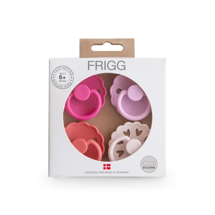 Frigg Round Silicone Pacifiers Rosy Romance Size 2 6-18 Months 4S