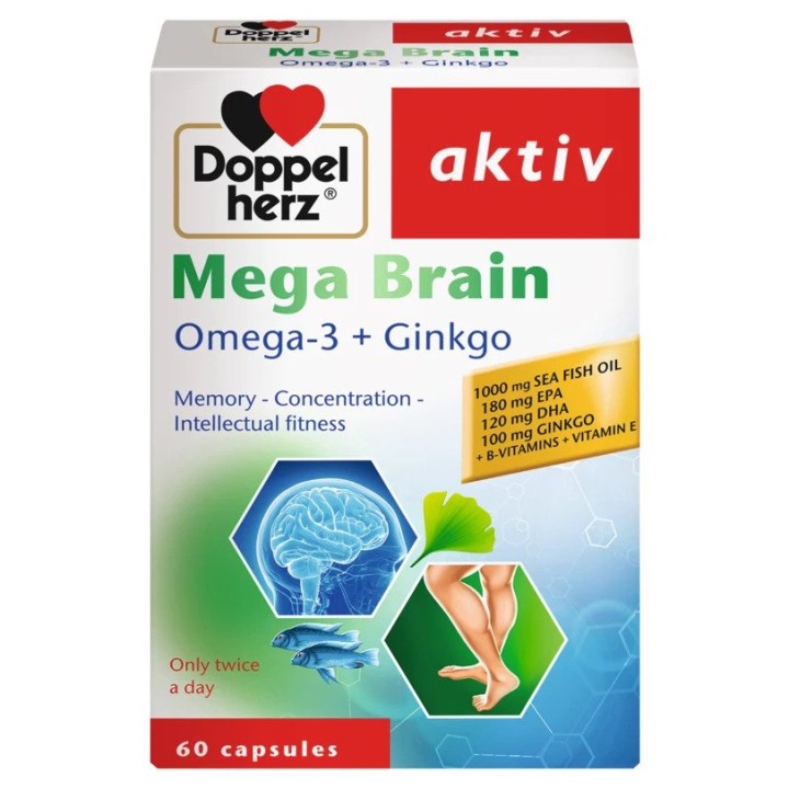 Doppelherz Mega Brain Omega 3 & Ginkgo X 60 Capsules