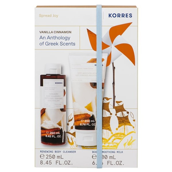 Korres Spread Joy Set Vanilla Cinnamon Body Cleanser 250Ml & Body Milk 200Ml Gift Set