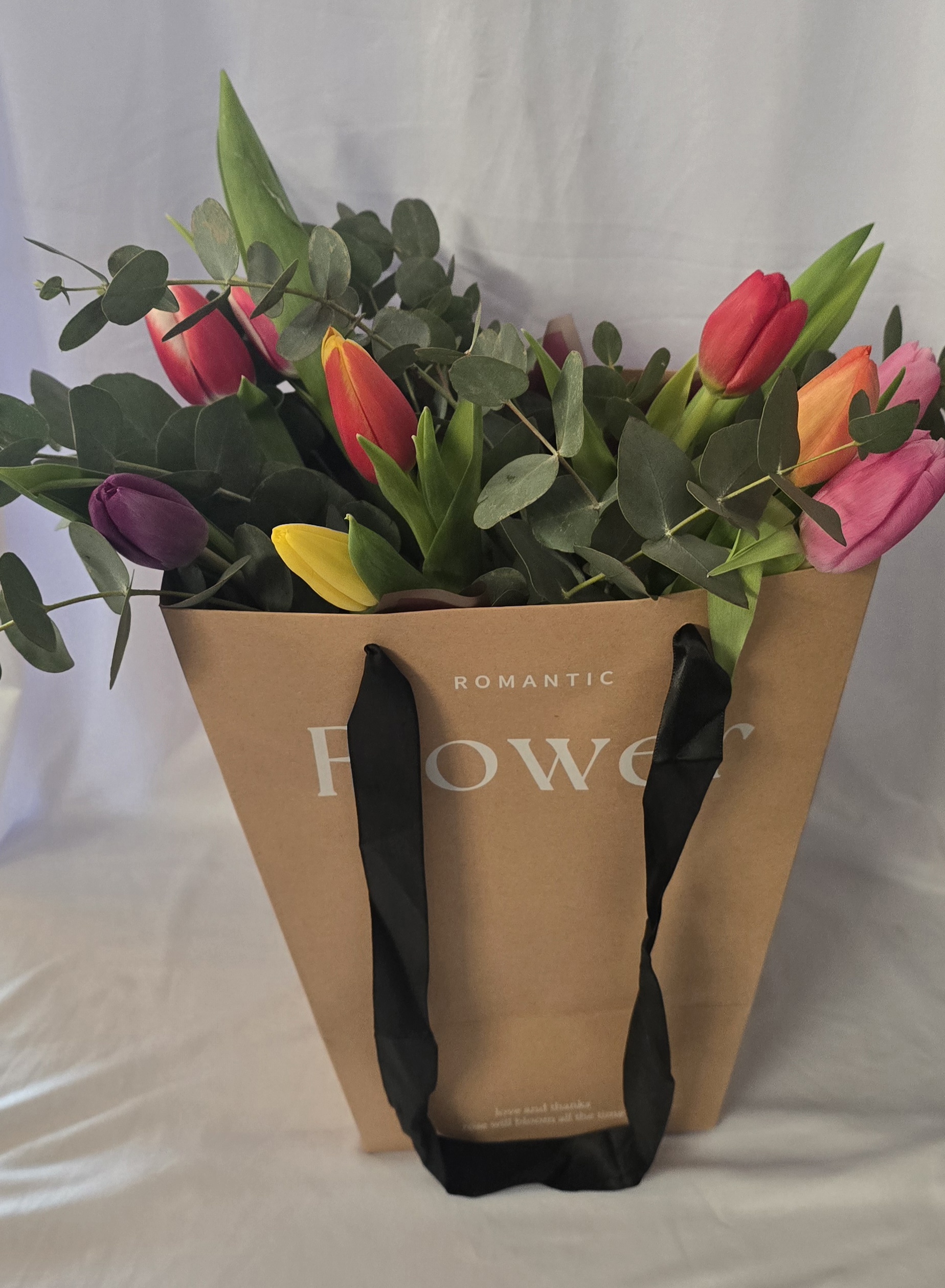 Tulips Bouquet In Bag With Water Mixed Color