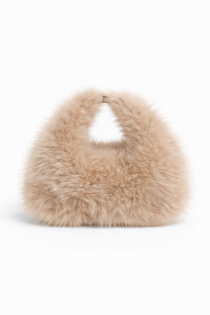 Push Hobo Styled Faux-fur Handbag