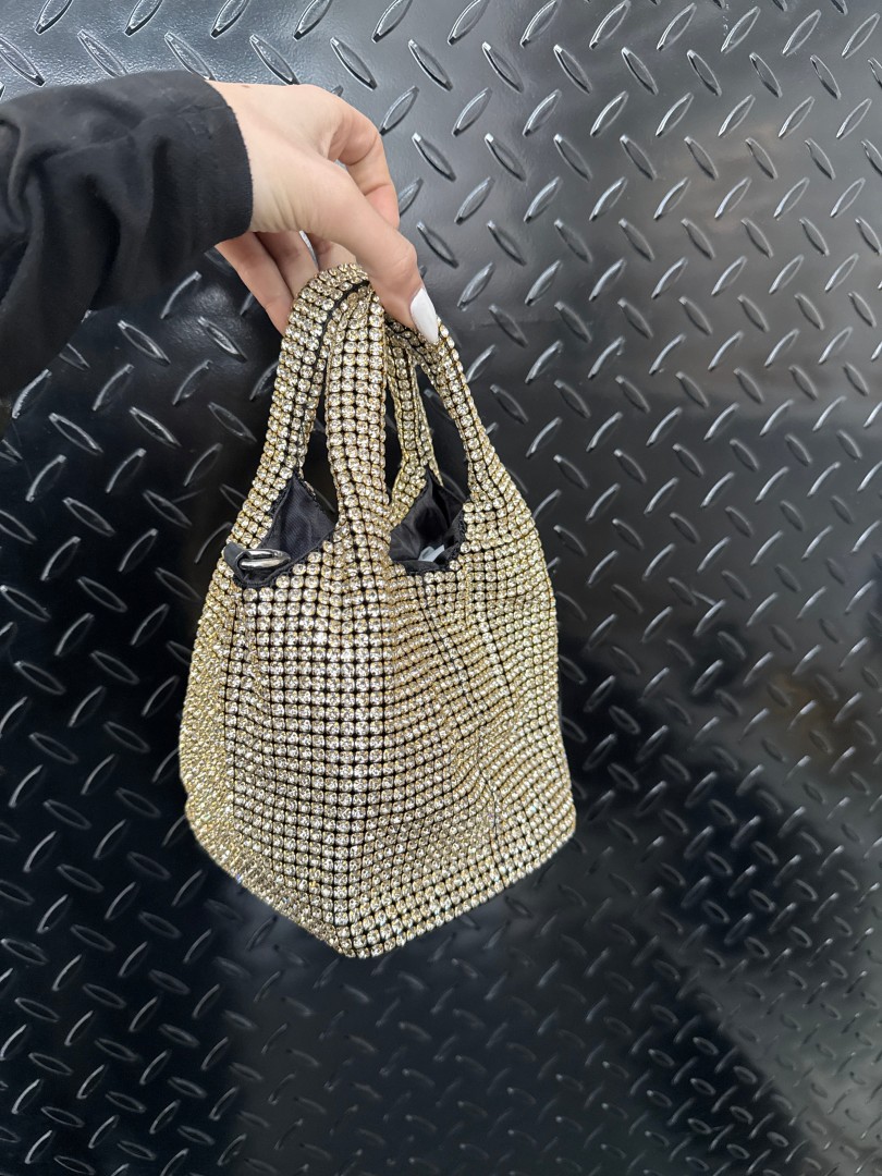 Gold Mini Handbag with Diamond Decoration