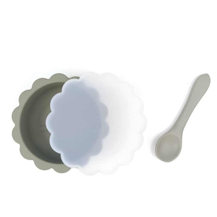 Μπολάκι σιλικόνης με βεντούζα, καπάκι & κουτάλι Color: Pink