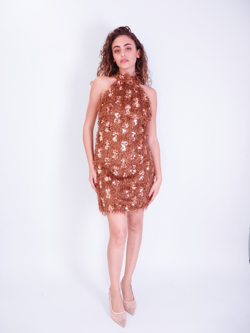 Lumina Elian Dress Color: Bronze Size: L