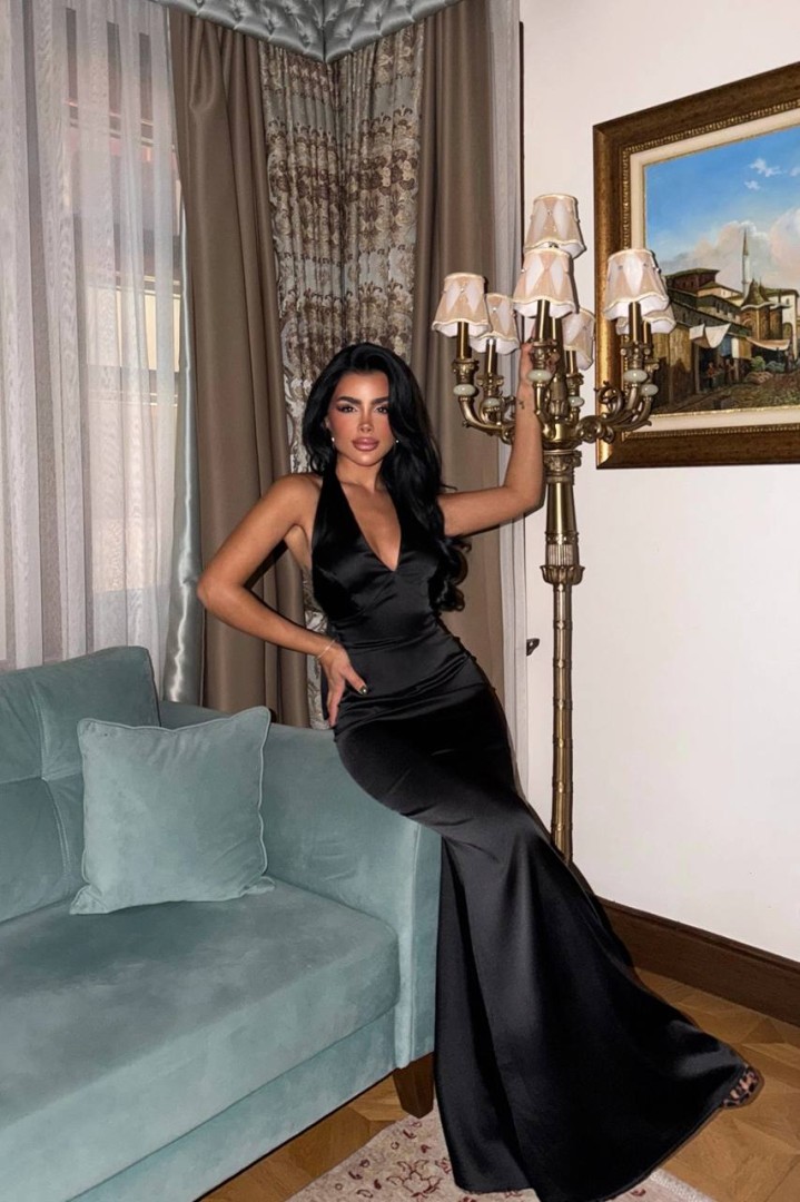 Vicky Satin Maxi Dress Size: L