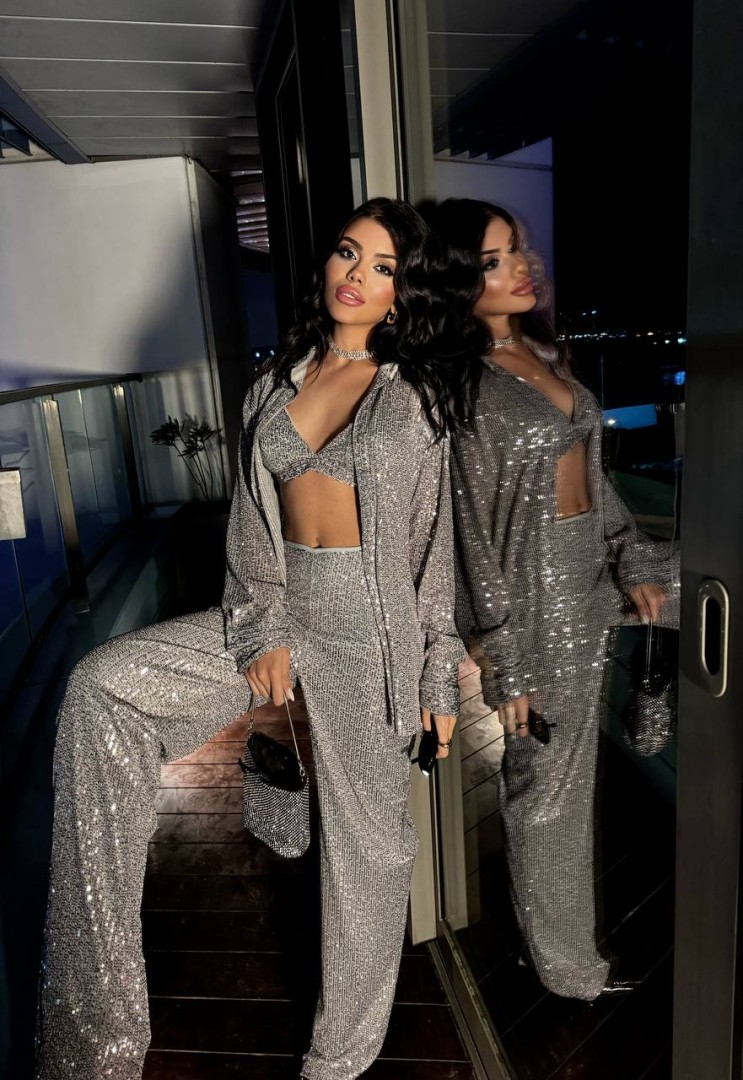 Glam Emy Silver Two Piece Set Size: S