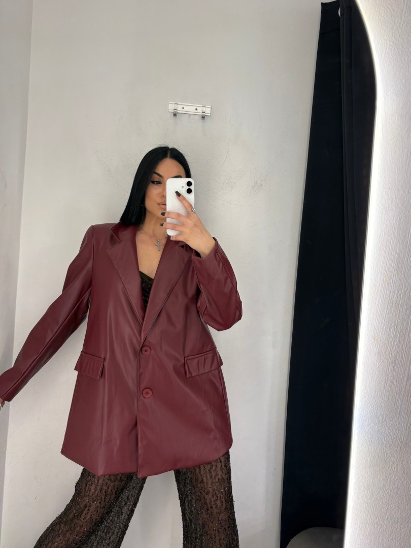 Leather Blazer Color: Burgundy