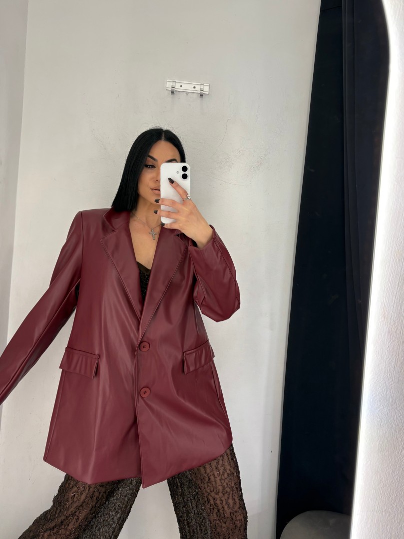 Leather Blazer Color: Brown