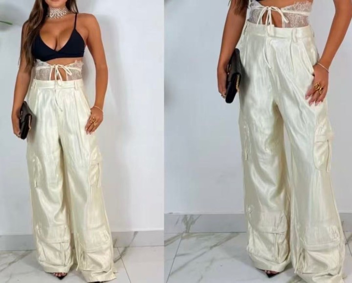 Nylon Pants Color: Beige Size: M