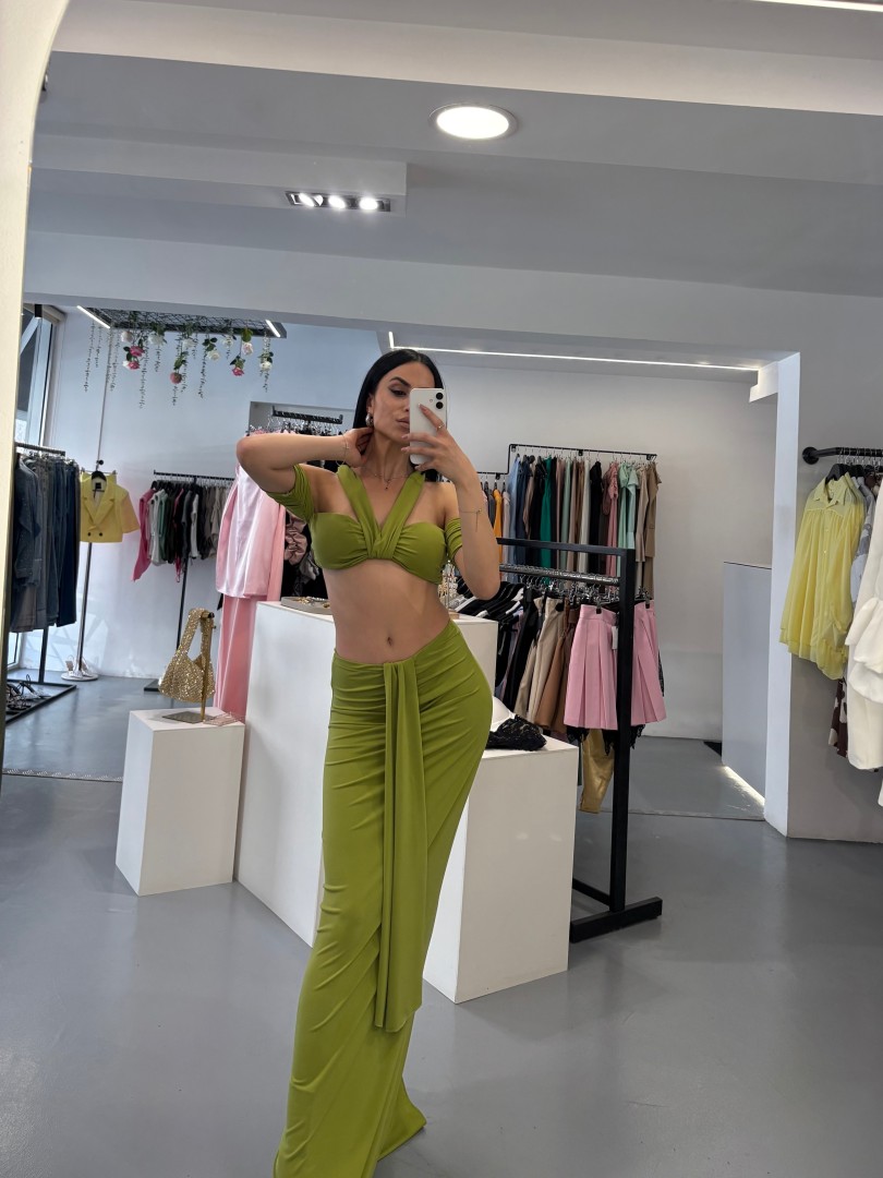 Zina Rope & Drape Slinky Two Piece Set Color: Black Size: One size