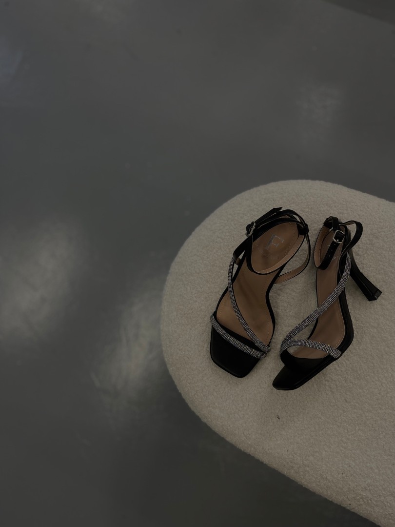 Emanuela Black Heels with Silver decoration Size: 40