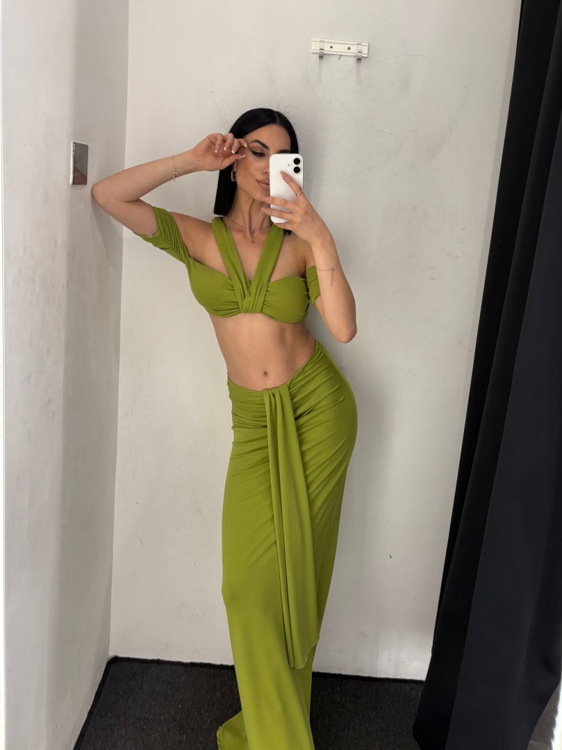 Zina Rope & Drape Slinky Two Piece Set Color: Pink Size: One size