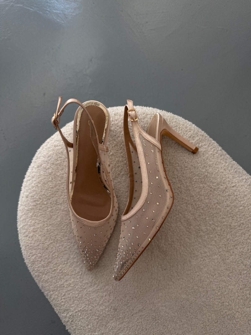 Gold Diamond Decorated Heels Size: 38