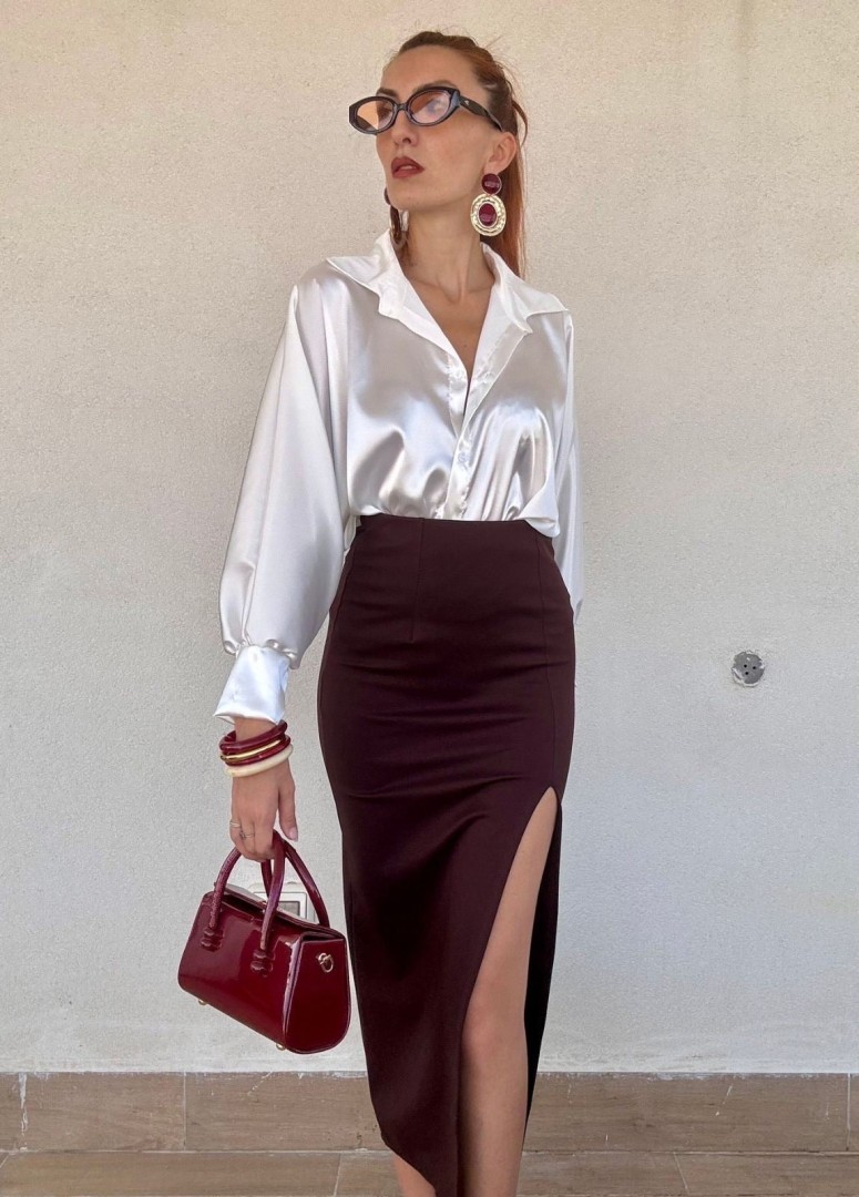 Emily Skirt Color: Brown Size: One size