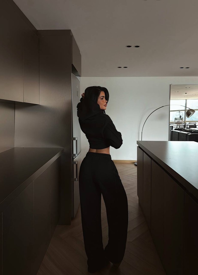 Zina Crop Tracksuit Black Size: S