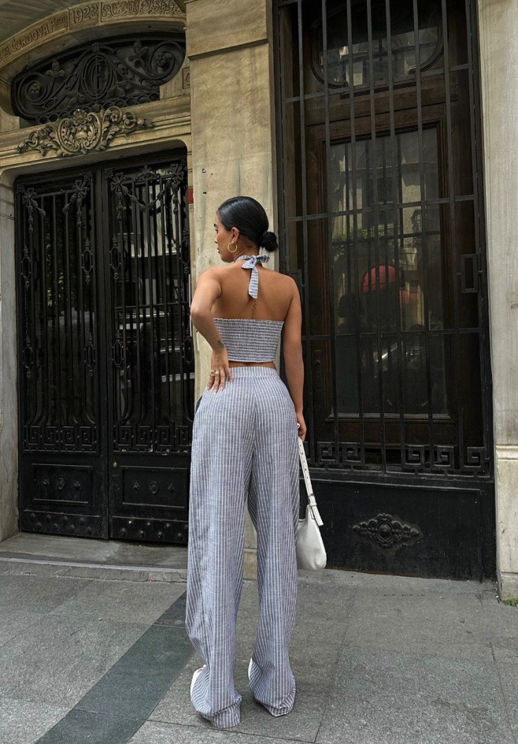 Amalia Blue pinstripe pattern Two Piece Set Size: L