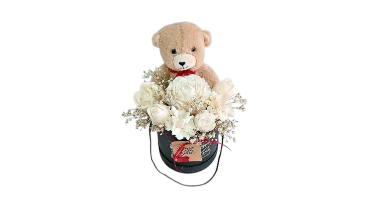 Valentine's Candles Box with Teddy Bear