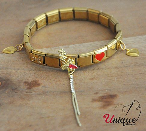 Gold Stainless Steel Elastic Heart Bracelet
